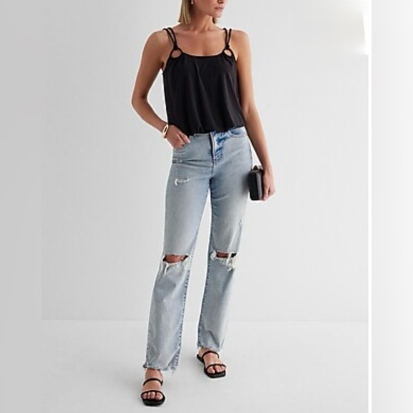 EXPRESS Skimming Scoop Neck Double Strap Loop Tank - Picture 4 of 7